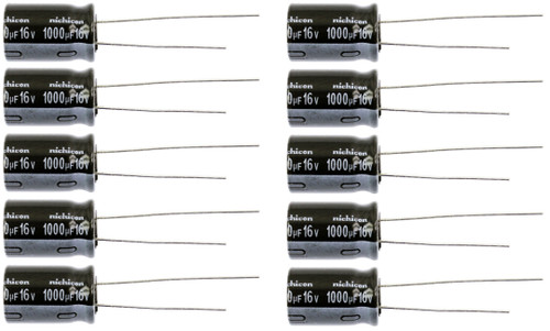 Lot of 10 16UT1000 1000uf @ 16V Hi Temp Radial Capacitor