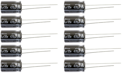 Lot of 10 Nichicon 35UT470 / UVZ1V471MPD 470uf @ 35V Hi Temp Radial Capacitor