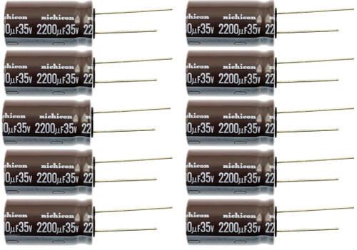Lot of 10 Nichicon 35UT2200 / UVZ1V222MHD 2200uf @ 35V Hi Temp Radial Capacitor