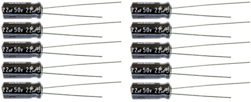 Lot of 10 Nichicon 50UT22 / UVZ1H220MDD 22uf @ 50V Hi Temp Radial Capacitor