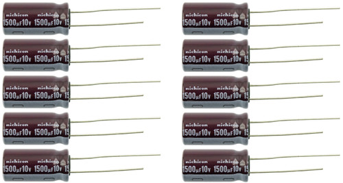 Lot of 10 Nichicon 10UT1500 / UPW1A152MPD 1500uf @ 10V Hi Temp Radial Capacitor