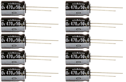 Lot of 10 Nichicon 50UT470 / UVZ1H471MHD 470uf @ 50V Hi Temp Radial Capacitor